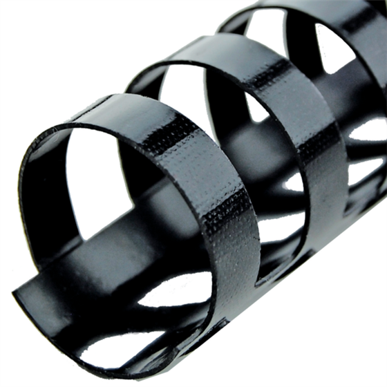 Canutillo plástico DIN A4 GBC 19 mm (Caja 100), negro