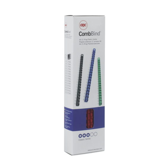 Canutillo plástico DIN A4 GBC 6 mm (Caja 100), rojo