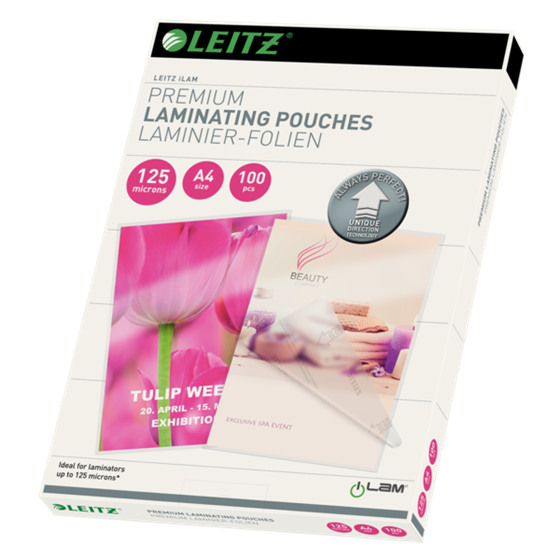 Bolsas De Plastificación Prémium Ilam De Leitz Con Udt A4, 125 Micras Cristal