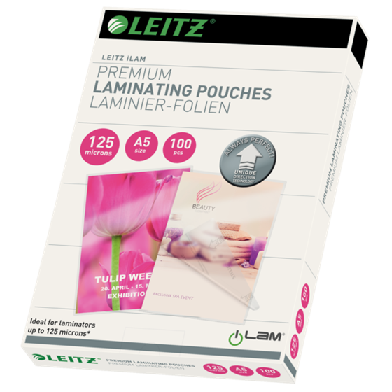 Bolsas De Plastificación Prémium Ilam De Leitz Con Udt A5, 125 Micras Cristal