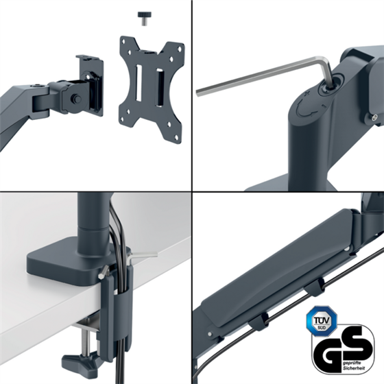 Brazo Para Un Monitor Leitz Ergo Space Saving Gris Oscuro