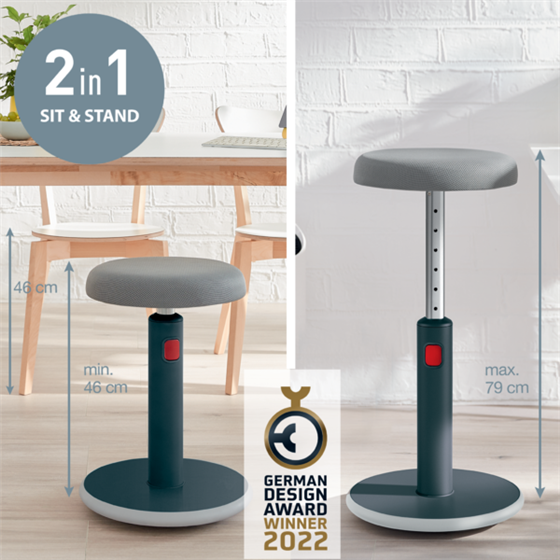 Taburete Leitz Ergo Cosy Active Gris Terciopelo