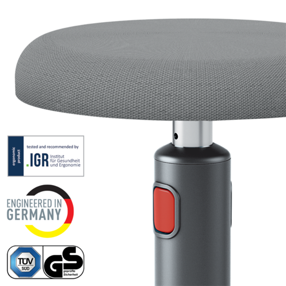 Taburete Leitz Ergo Cosy Active Gris Terciopelo