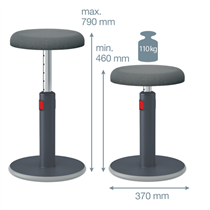 Taburete Leitz Ergo Cosy Active Gris Terciopelo