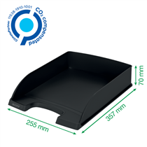 Bandeja porta documentos Leitz Recycle, con compensación de CO2 Negro A4+
