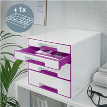 Buc de cajones WOW CUBE de Leitz Púrpura 2x An. x Al. x Pr.: 245 x 34 x 325 mm, 2x 245 x 71 x 325 mm A4 Maxi
