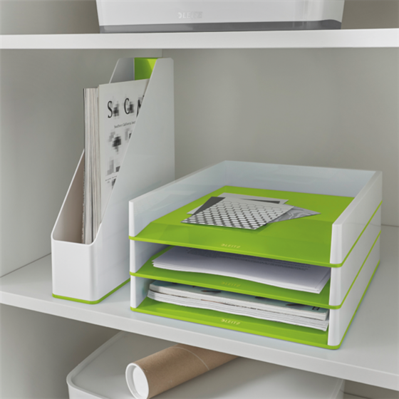 Bandeja de sobremesa WOW de Leitz con combinación dual de color Verde A4