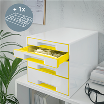 Buc de cajones WOW CUBE de Leitz Amarillo 2x An. x Al. x Pr.: 245 x 34 x 325 mm, 2x 245 x 71 x 325 mm A4 Maxi