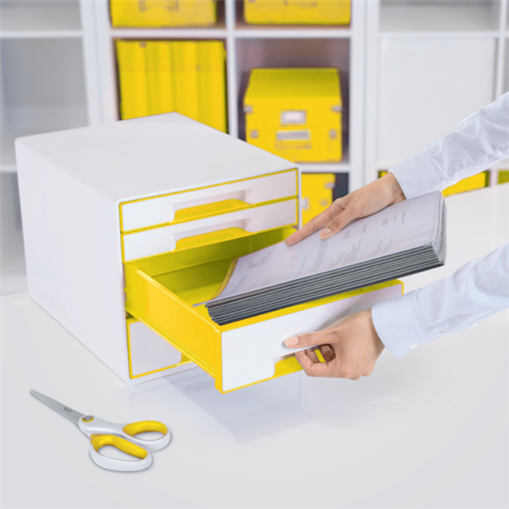 Buc de cajones WOW CUBE de Leitz Amarillo 2x An. x Al. x Pr.: 245 x 34 x 325 mm, 2x 245 x 71 x 325 mm A4 Maxi