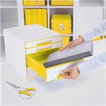 Buc de cajones WOW CUBE de Leitz Amarillo 2x An. x Al. x Pr.: 245 x 34 x 325 mm, 2x 245 x 71 x 325 mm A4 Maxi