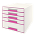 Buc de cajones WOW CUBE de Leitz Fucsia 4x An. x Al. x Pr.: 245 x 34 x 325 mm, 1x 245 x 71 x 325 mm A4 Maxi