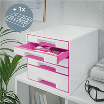Buc de cajones WOW CUBE de Leitz Fucsia 4x An. x Al. x Pr.: 245 x 34 x 325 mm, 1x 245 x 71 x 325 mm A4 Maxi