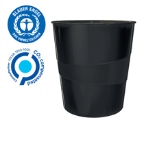 Papelera Leitz Recycle, con compensación de CO2 Negro 15 l.