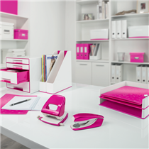 Bandeja de sobremesa WOW de Leitz con combinación dual de color Fucsia A4