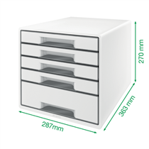 Buc de cajones WOW CUBE de Leitz Blanco 4x An. x Al. x Pr.: 245 x 34 x 325 mm, 1x 245 x 71 x 325 mm A4 Maxi