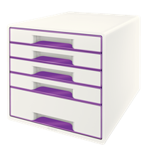 Buc de cajones WOW CUBE de Leitz Púrpura 4x An. x Al. x Pr.: 245 x 34 x 325 mm, 1x 245 x 71 x 325 mm A4 Maxi