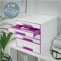 Buc de cajones WOW CUBE de Leitz Púrpura 4x An. x Al. x Pr.: 245 x 34 x 325 mm, 1x 245 x 71 x 325 mm A4 Maxi