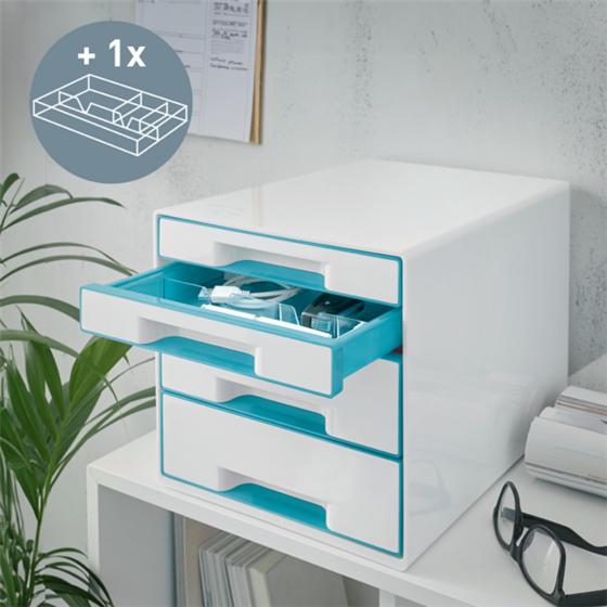 Buc de cajones WOW CUBE de Leitz Turquesa 2x An. x Al. x Pr.: 245 x 34 x 325 mm, 2x 245 x 71 x 325 mm A4 Maxi
