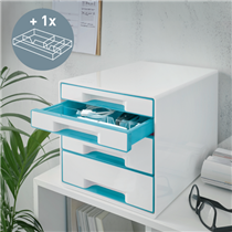 Buc de cajones WOW CUBE de Leitz Turquesa 2x An. x Al. x Pr.: 245 x 34 x 325 mm, 2x 245 x 71 x 325 mm A4 Maxi