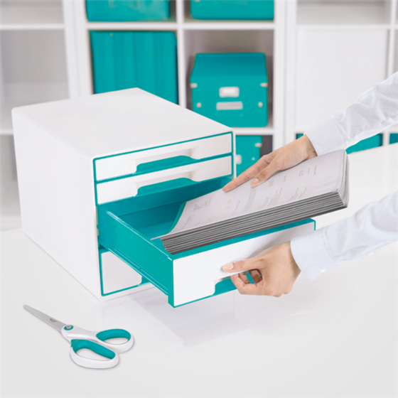 Buc de cajones WOW CUBE de Leitz Turquesa 2x An. x Al. x Pr.: 245 x 34 x 325 mm, 2x 245 x 71 x 325 mm A4 Maxi