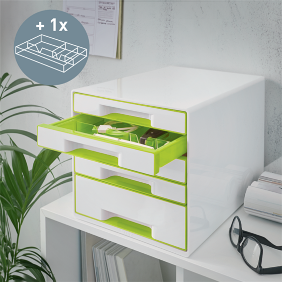 Buc de cajones WOW CUBE de Leitz Verde 4x An. x Al. x Pr.: 245 x 34 x 325 mm, 1x 245 x 71 x 325 mm A4 Maxi