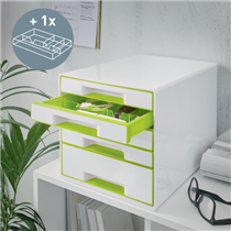 Buc de cajones WOW CUBE de Leitz Verde 4x An. x Al. x Pr.: 245 x 34 x 325 mm, 1x 245 x 71 x 325 mm A4 Maxi