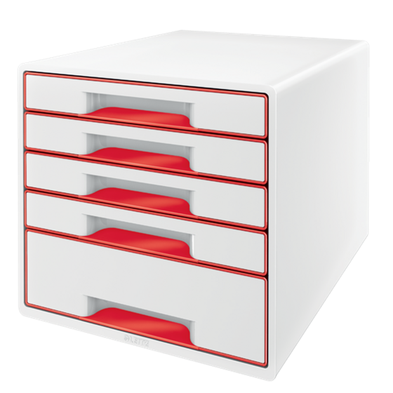 Buc de cajones WOW CUBE de Leitz Rojo 4x An. x Al. x Pr.: 245 x 34 x 325 mm, 1x 245 x 71 x 325 mm A4 Maxi