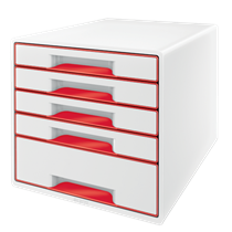Buc de cajones WOW CUBE de Leitz Rojo 4x An. x Al. x Pr.: 245 x 34 x 325 mm, 1x 245 x 71 x 325 mm A4 Maxi