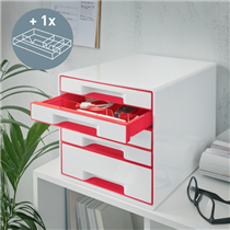 Buc de cajones WOW CUBE de Leitz Rojo 4x An. x Al. x Pr.: 245 x 34 x 325 mm, 1x 245 x 71 x 325 mm A4 Maxi