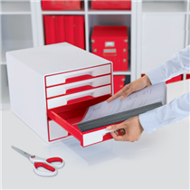Buc de cajones WOW CUBE de Leitz Rojo 4x An. x Al. x Pr.: 245 x 34 x 325 mm, 1x 245 x 71 x 325 mm A4 Maxi
