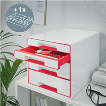 Buc de cajones WOW CUBE de Leitz Rojo 2x An. x Al. x Pr.: 245 x 34 x 325 mm, 2x 245 x 71 x 325 mm A4 Maxi