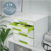 Buc de cajones WOW CUBE de Leitz Verde 2x An. x Al. x Pr.: 245 x 34 x 325 mm, 2x 245 x 71 x 325 mm A4 Maxi