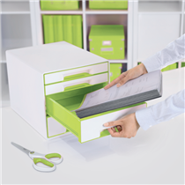 Buc de cajones WOW CUBE de Leitz Verde 2x An. x Al. x Pr.: 245 x 34 x 325 mm, 2x 245 x 71 x 325 mm A4 Maxi