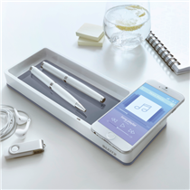 Organizador de escritorio WOW de Leitz con cargador inalámbrico Blanco