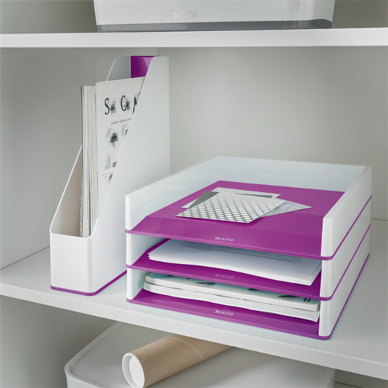 Bandeja de sobremesa WOW de Leitz con combinación dual de color Púrpura A4