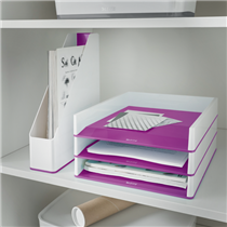 Bandeja de sobremesa WOW de Leitz con combinación dual de color Púrpura A4