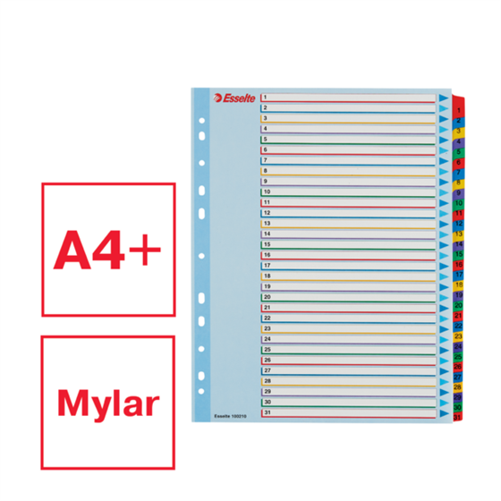 Índices Proyectos Borra Y Reescribe Multicolor 1-31 A4 Maxi