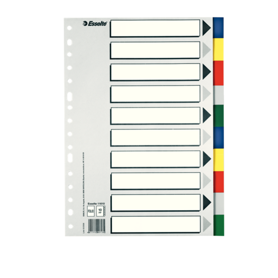 Separadores De Plástico  10 Pestañas En Blanco Folio