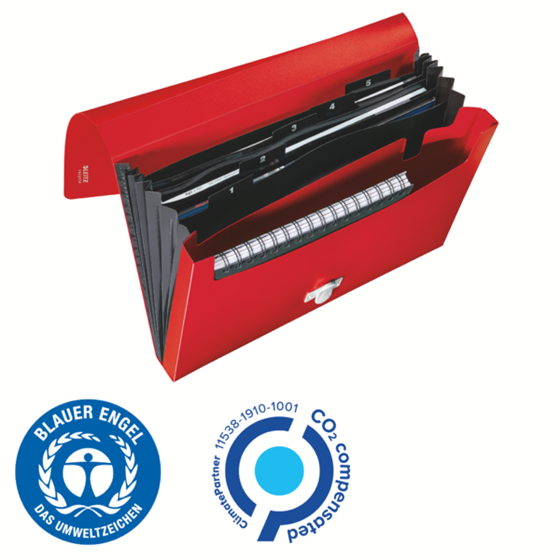 Carpeta Acordeón Leitz Recycle, Co2 Compensado Rojo A4