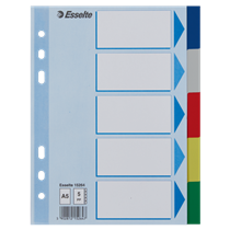 Separador Esselte, De PP, A5 Multicolor 5 Pestañas En Blanco A5