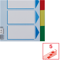 Separador Esselte, De PP, A5 Multicolor 5 Pestañas En Blanco A5