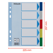 Separador Esselte, De PP, A5 Multicolor 5 Pestañas En Blanco A5