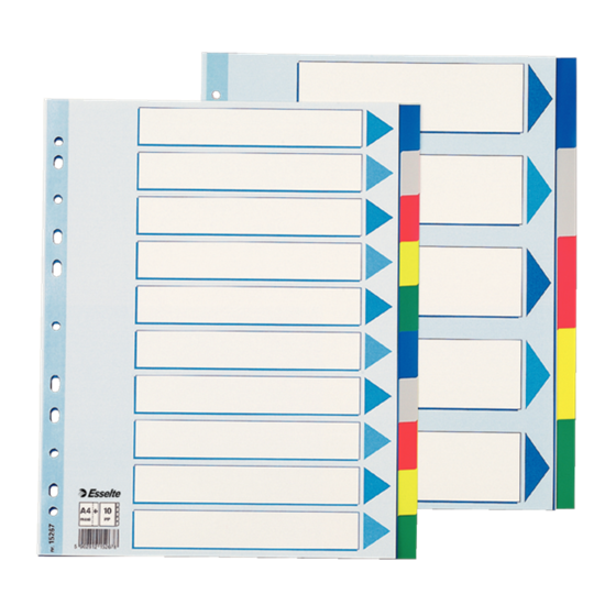 Separador Esselte, De PP, A5 Multicolor 5 Pestañas En Blanco A5