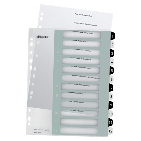 Índice Imprimible Wow De Leitz, De PP, Extra Ancho Multicolor 1-12 A4 Maxi