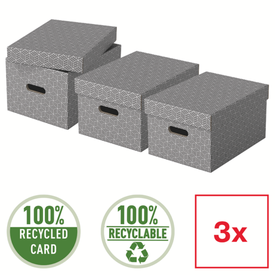 Caja De Almacenamiento Para El Hogar Esselte Mediana, Paquete De 3 Gris