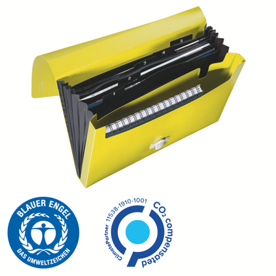 Carpeta Acordeón Leitz Recycle, Co2 Compensado Amarillo A4