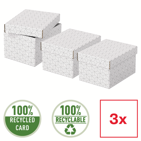 Caja Pequeña De Almacenamiento Y Regalo Esselte Para El Hogar, Paquete De 3 Blanco