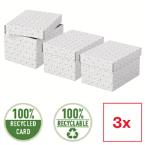 Caja Pequeña De Almacenamiento Y Regalo Esselte Para El Hogar, Paquete De 3 Blanco