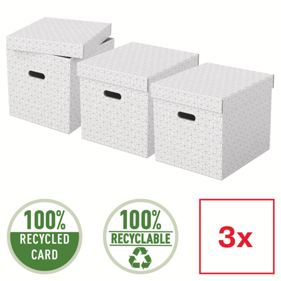 Caja De Almacenamiento Para El Hogar Esselte Cúbica, Paquete De 3 Blanco