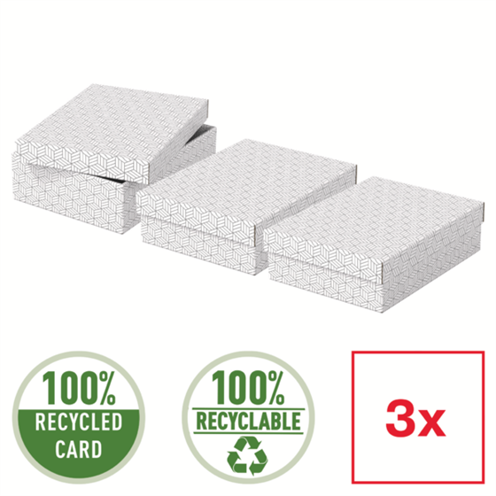 Caja De Almacenamiento Y Regalo Para El Hogar Esselte Mediana, Paquete De 3 Blanco